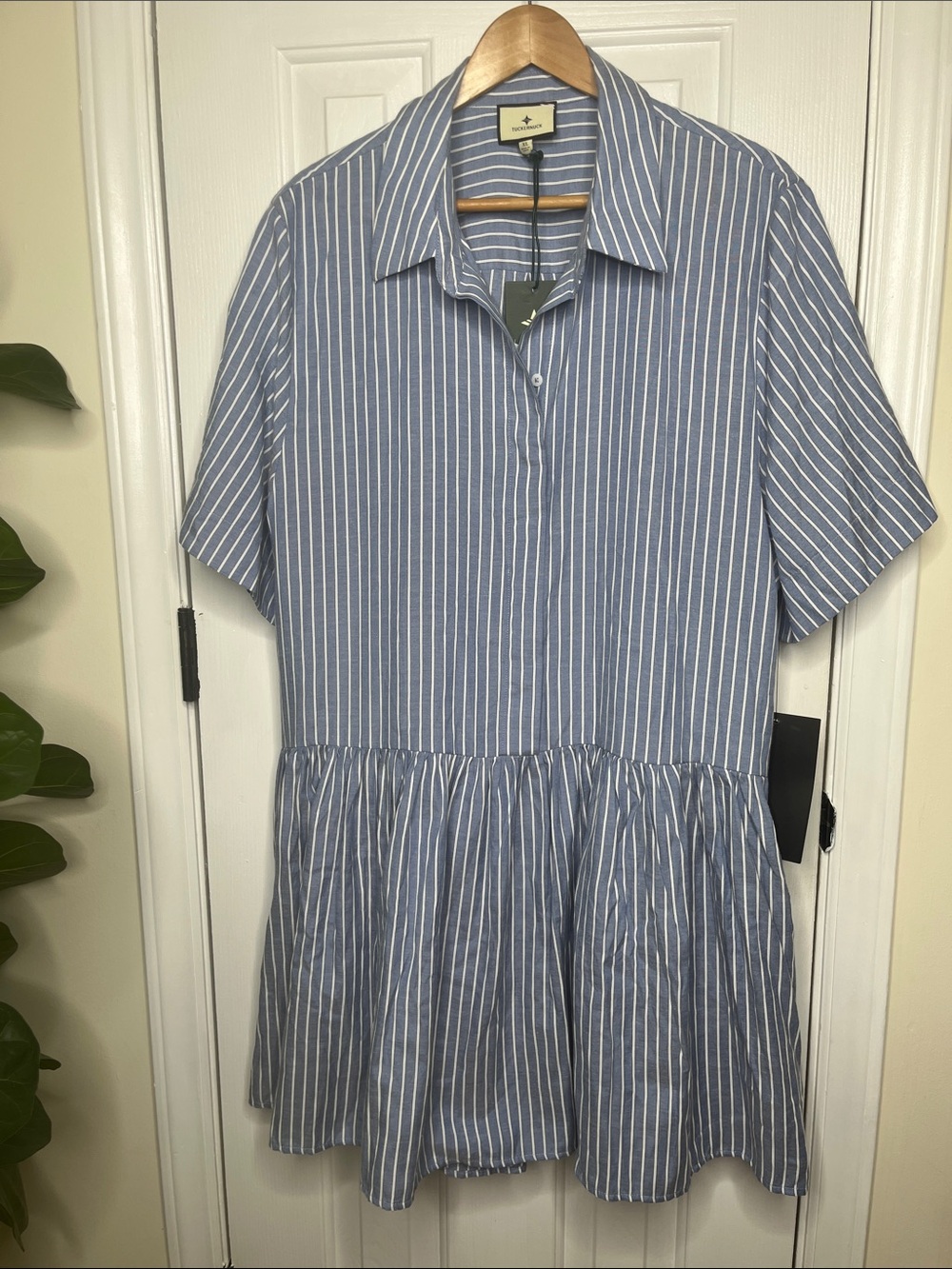 Tuckernuck Dress Piper Shirt Dress Blue & White Striped NWT Size XXL or Size 16